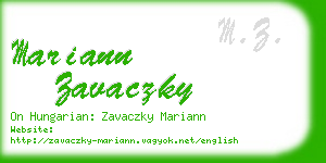 mariann zavaczky business card